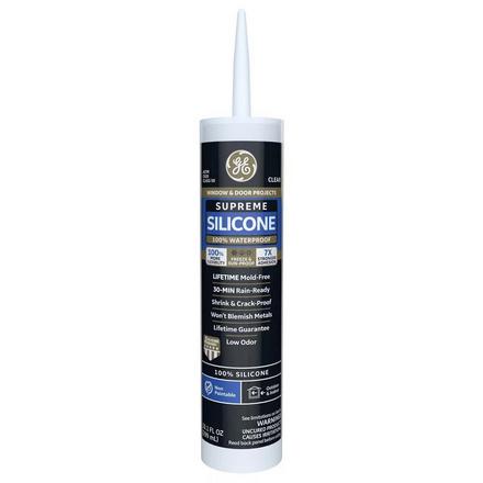 GE Supreme Silicone Clear 10.1oz. Window and Door Caulk GE Supreme Silicone Clear 10.1oz. Window and Door Caulk
