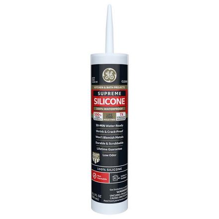 GE Supreme Silicone Clear 10.1oz. Kitchen and Bath Caulk GE Supreme Silicone Clear 10.1oz. Kitchen and Bath Caulk