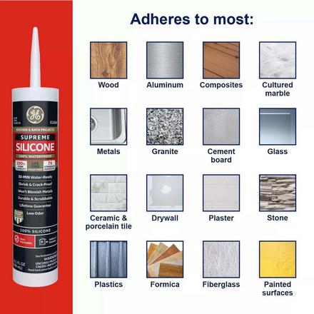 GE Supreme Silicone White 10.1oz. Kitchen and Bath Caulk GE Supreme Silicone White 10.1oz. Kitchen and Bath Caulk