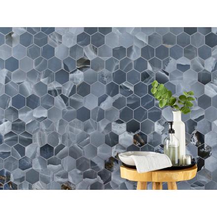 Belize Azul Polished Hexagon Porcelain Mosaic Belize Azul Polished Hexagon Porcelain Mosaic