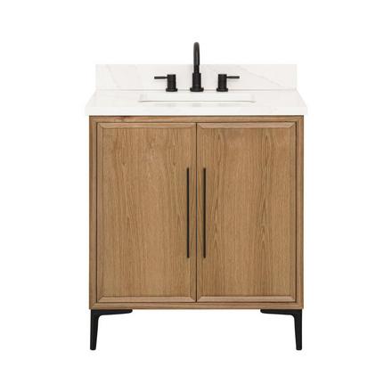 Hudson 31 in. Natural Oak Vanity with Quartz Top Hudson 31 in. Natural Oak Vanity with Quartz Top