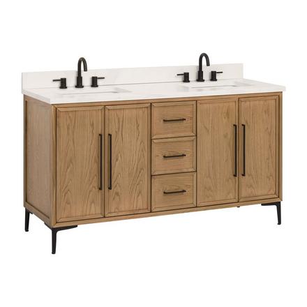 Hudson 61 in. Natural Oak Vanity with Quartz Top Hudson 61 in. Natural Oak Vanity with Quartz Top
