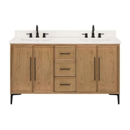 Hudson 61 in. Natural Oak Vanity with Quartz Top Hudson 61 in. Natural Oak Vanity with Quartz Top