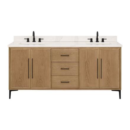 Hudson 73 in. Natural Oak Vanity with Quartz Top Hudson 73 in. Natural Oak Vanity with Quartz Top