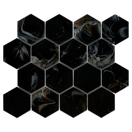Caviar Hexagon Hot Glass Mosaic Caviar Hexagon Hot Glass Mosaic