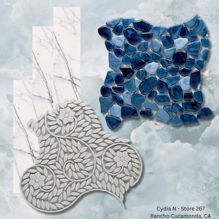 Thassos Camellia Marble Waterjet Mosaic Thassos Camellia Marble Waterjet Mosaic