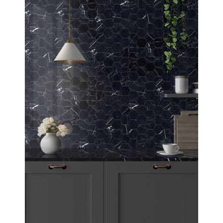 Fiume Lena Polished Hexagon Porcelain Mosaic Fiume Lena Polished Hexagon Porcelain Mosaic