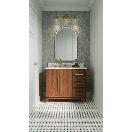 Mina 37 in. Walnut Vanity with Carrara Marble Top Mina 37 in. Walnut Vanity with Carrara Marble Top