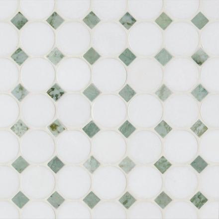 Thassos Green Maverick Polished Marble Mosaic Thassos Green Maverick Polished Marble Mosaic