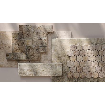Argento Pattern Splitface Travertine Ledger Panel Argento Pattern Splitface Travertine Ledger Panel