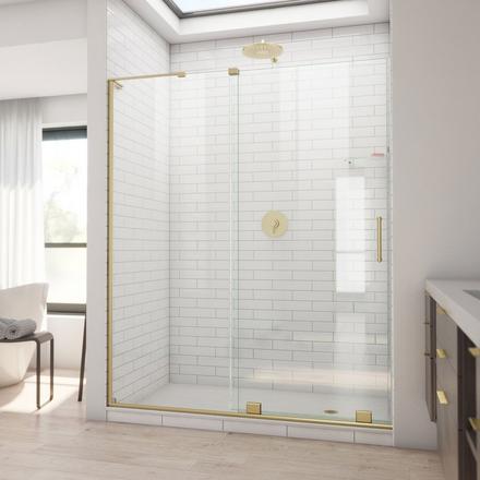 Mirage Brushed Gold Semi Frameless Shower Door Mirage Brushed Gold Semi Frameless Shower Door