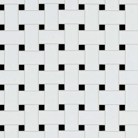 Black and White Basketweave II Porcelain Mosaic Black and White Basketweave II Porcelain Mosaic