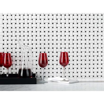 Black and White Basketweave II Porcelain Mosaic Black and White Basketweave II Porcelain Mosaic