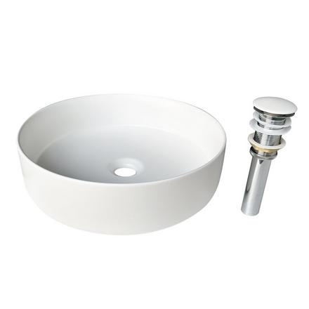 Round Matte White Porcelain Sink with Drain Cap Round Matte White Porcelain Sink with Drain Cap