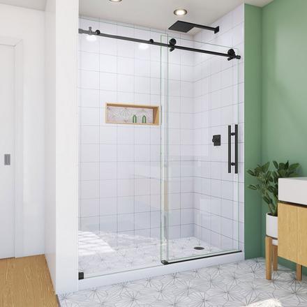 Enigma-X Matte Black Frameless Sliding Shower Door Enigma-X Matte Black Frameless Sliding Shower Door