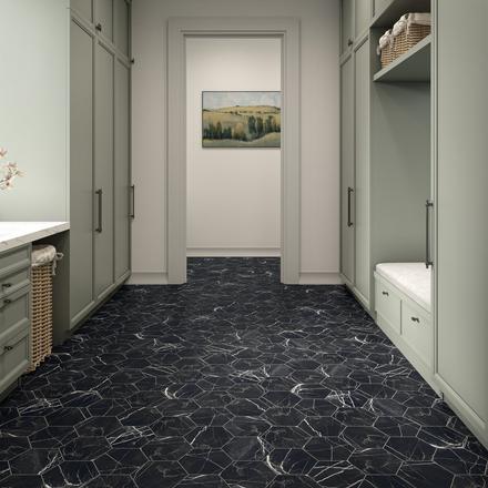 Emporio Black Marble Look Porcelain Hexagon Tile Emporio Black Marble Look Porcelain Hexagon Tile