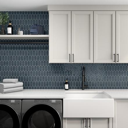 La Belle Antique Blue Picket Ceramic Mosaic La Belle Antique Blue Picket Ceramic Mosaic
