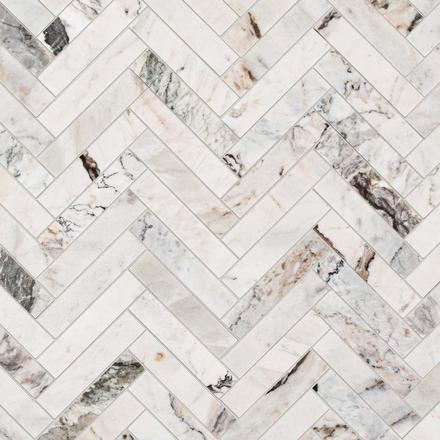 Sorrento Herringbone Polished Marble Mosaic Sorrento Herringbone Polished Marble Mosaic