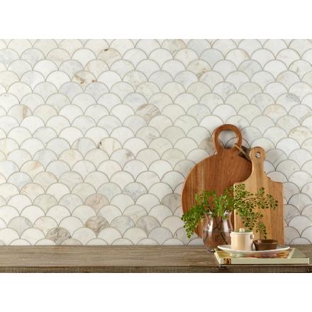 Bianco Orion Fan Honed Marble Mosaic Bianco Orion Fan Honed Marble Mosaic