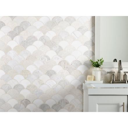 Dolomite Iceberg Blended Fan Marble Mosaic Dolomite Iceberg Blended Fan Marble Mosaic