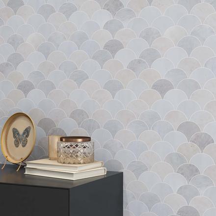 Dolomite Iceberg Blended Fan Marble Mosaic Dolomite Iceberg Blended Fan Marble Mosaic