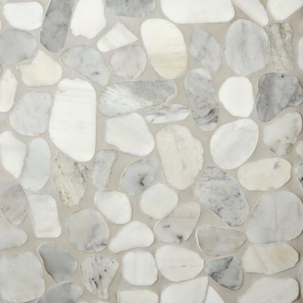 Carrara Mixed Marble II Pebble Mosaic Carrara Mixed Marble II Pebble Mosaic