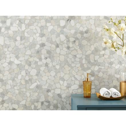 Carrara Mixed Marble II Pebble Mosaic Carrara Mixed Marble II Pebble Mosaic