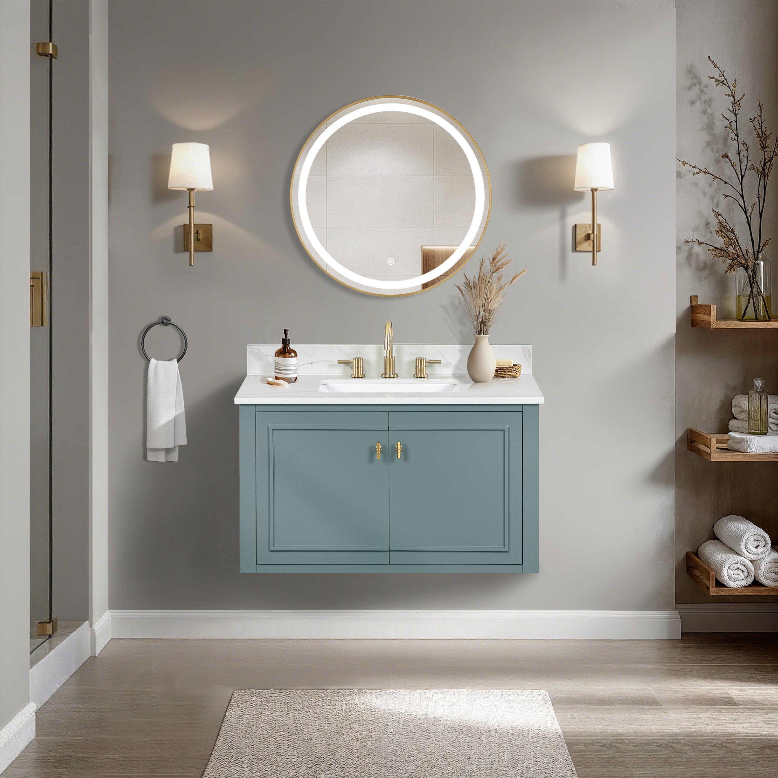 Luna 27.5 in. Brushed Gold LED Mirror