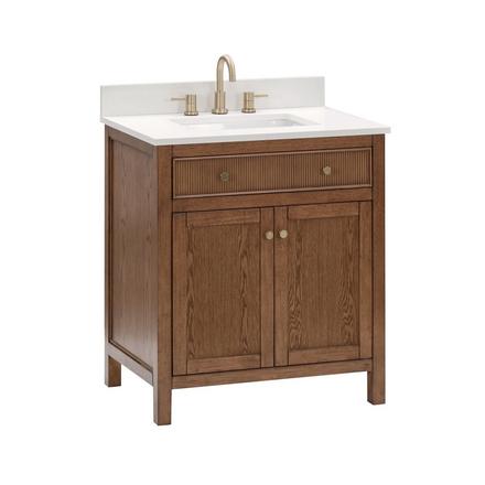 Dylan 31 in. Cinnamon Vanity with Quartz Top Dylan 31 in. Cinnamon Vanity with Quartz Top