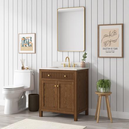 Dylan 31 in. Cinnamon Vanity with Quartz Top Dylan 31 in. Cinnamon Vanity with Quartz Top