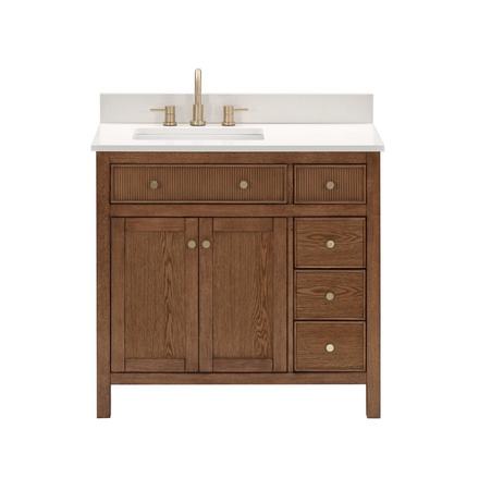Dylan 37 in. Cinnamon Vanity with Quartz Top Dylan 37 in. Cinnamon Vanity with Quartz Top