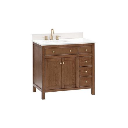 Dylan 37 in. Cinnamon Vanity with Quartz Top Dylan 37 in. Cinnamon Vanity with Quartz Top