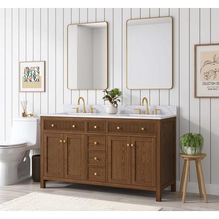 Dylan 61 in. Cinnamon Vanity with Quartz Top Dylan 61 in. Cinnamon Vanity with Quartz Top
