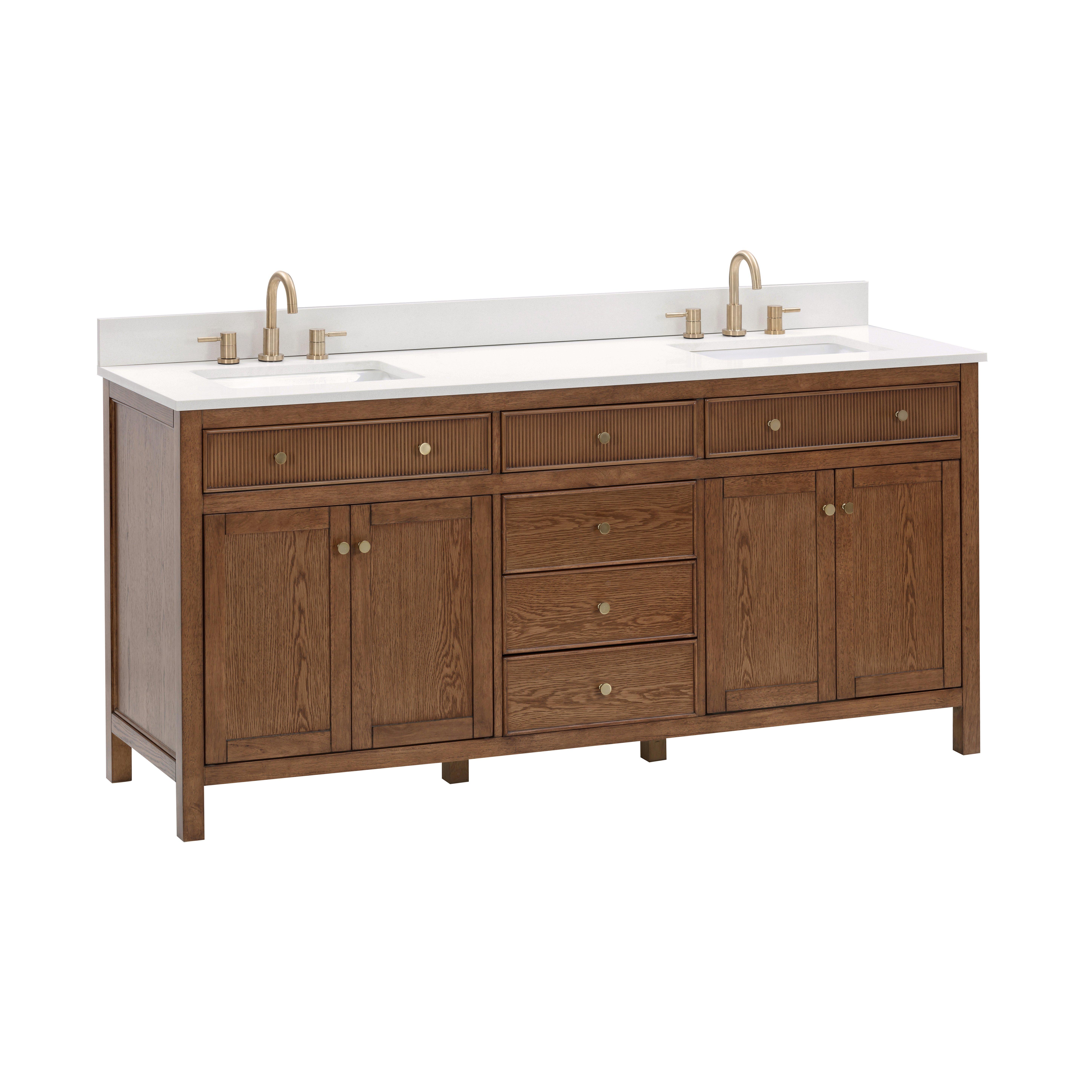 Dylan 73 in. Cinnamon Vanity with Quartz Top