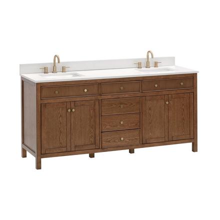 Dylan 73 in. Cinnamon Vanity with Quartz Top Dylan 73 in. Cinnamon Vanity with Quartz Top