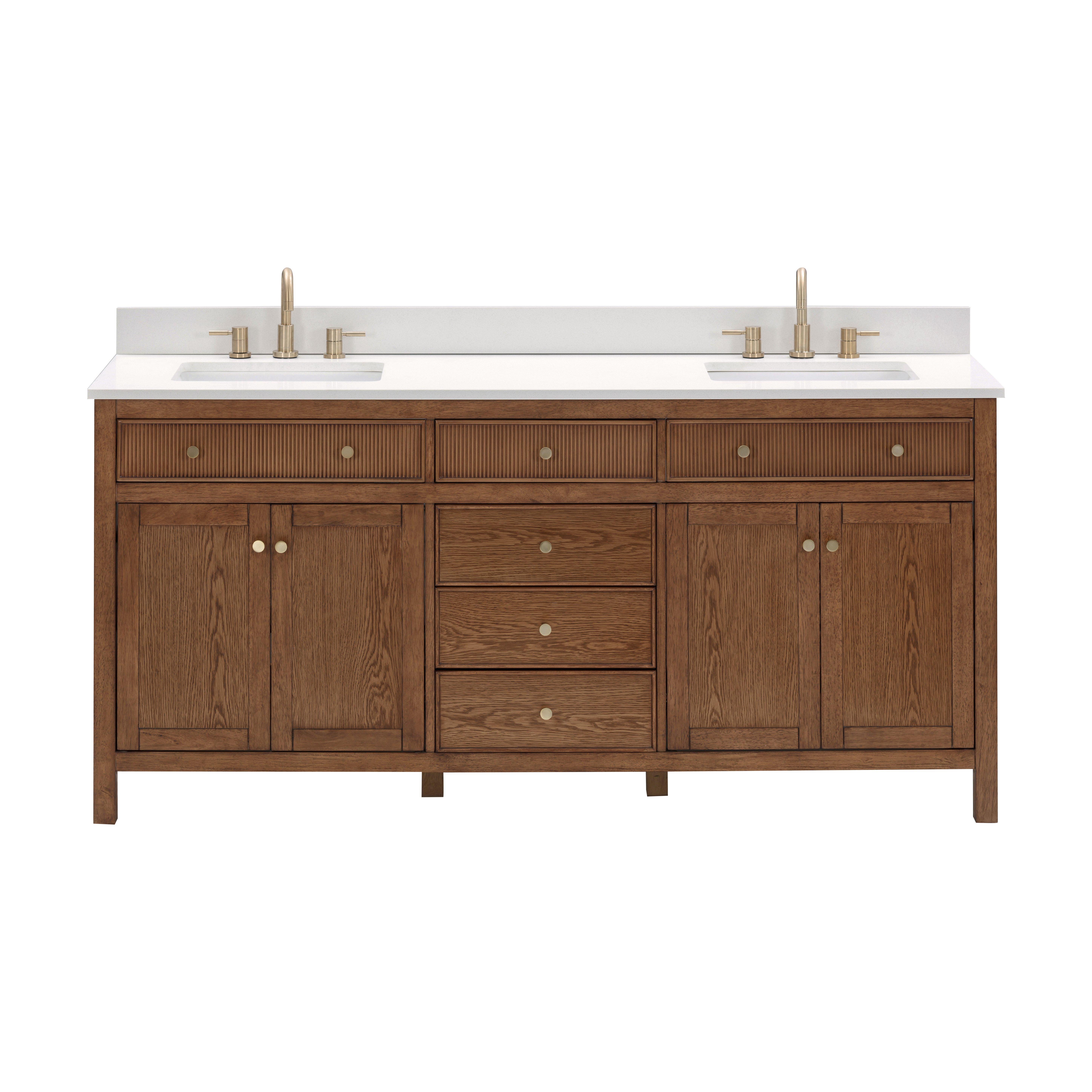 Dylan 73 in. Cinnamon Vanity with Quartz Top