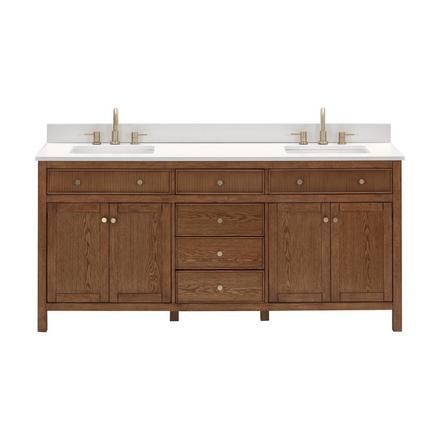 Dylan 73 in. Cinnamon Vanity with Quartz Top Dylan 73 in. Cinnamon Vanity with Quartz Top