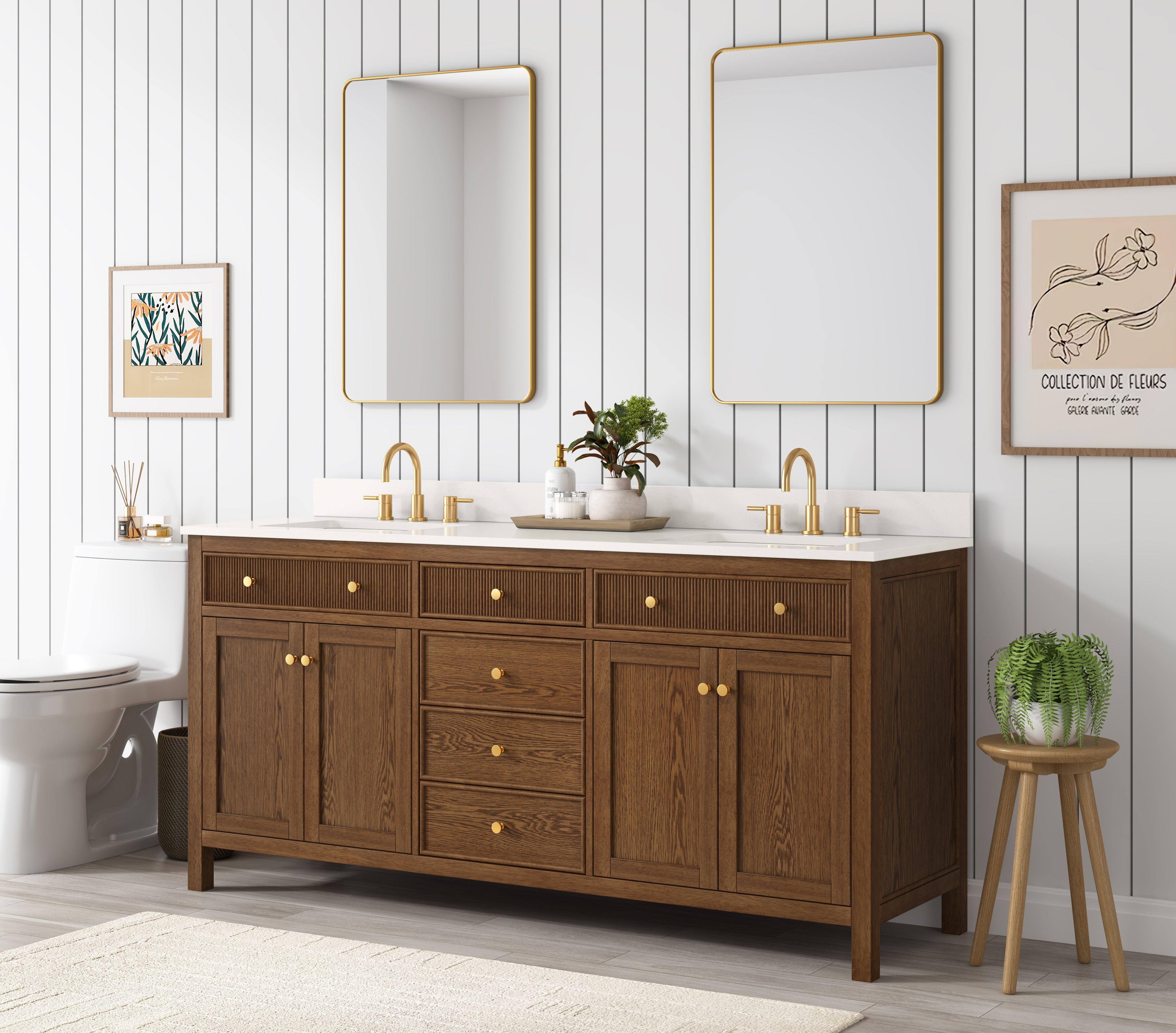 Dylan 73 in. Cinnamon Vanity with Quartz Top