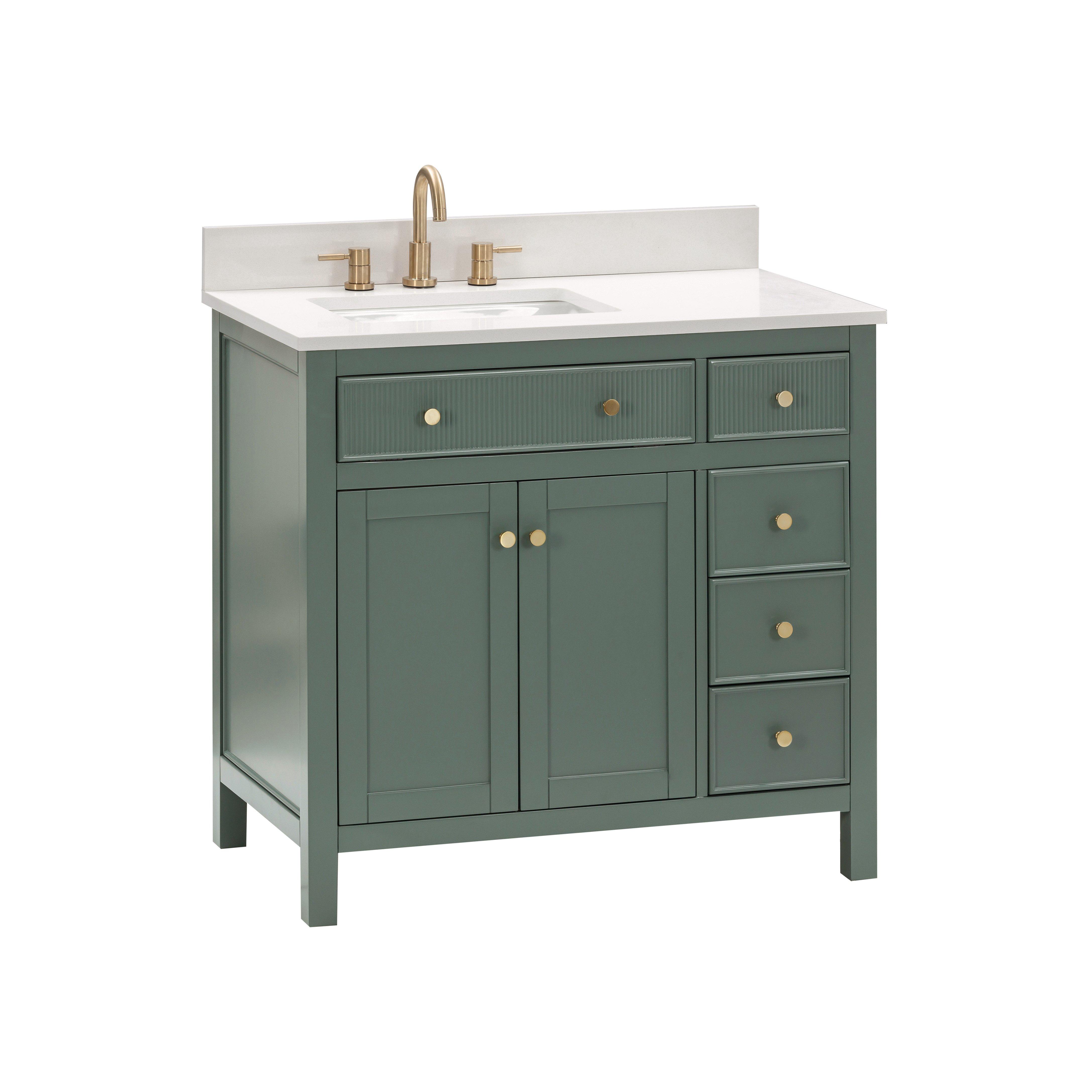 Dylan 37 in. Smoke Green Vanity with Quartz Top