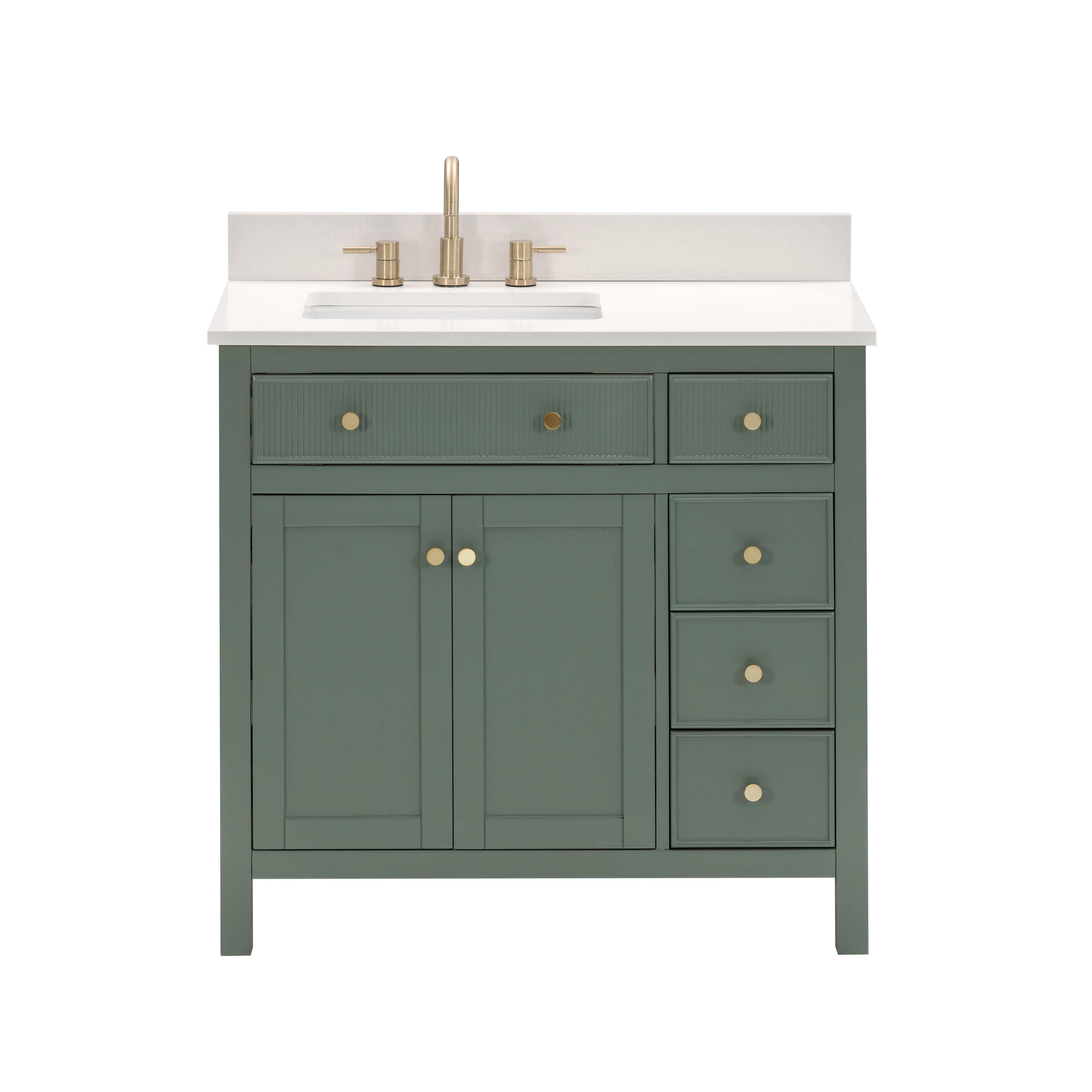 Dylan 37 in. Smoke Green Vanity with Quartz Top