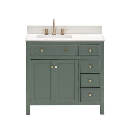 Dylan 37 in. Smoke Green Vanity with Quartz Top Dylan 37 in. Smoke Green Vanity with Quartz Top