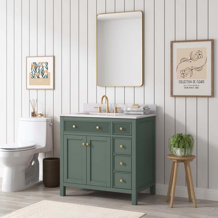 Dylan 37 in. Smoke Green Vanity with Quartz Top Dylan 37 in. Smoke Green Vanity with Quartz Top