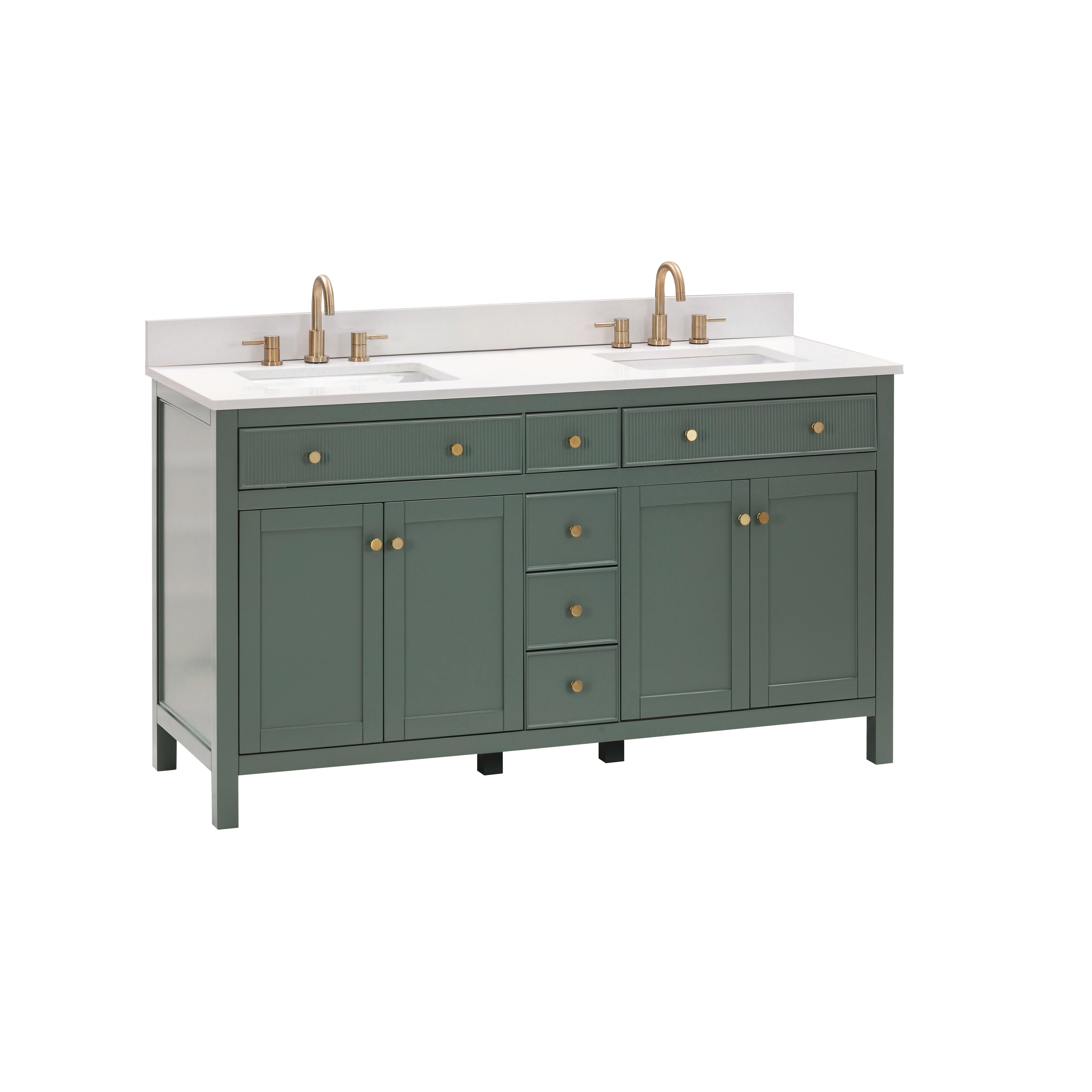 Dylan 61 in. Smoke Green Vanity with Quartz Top