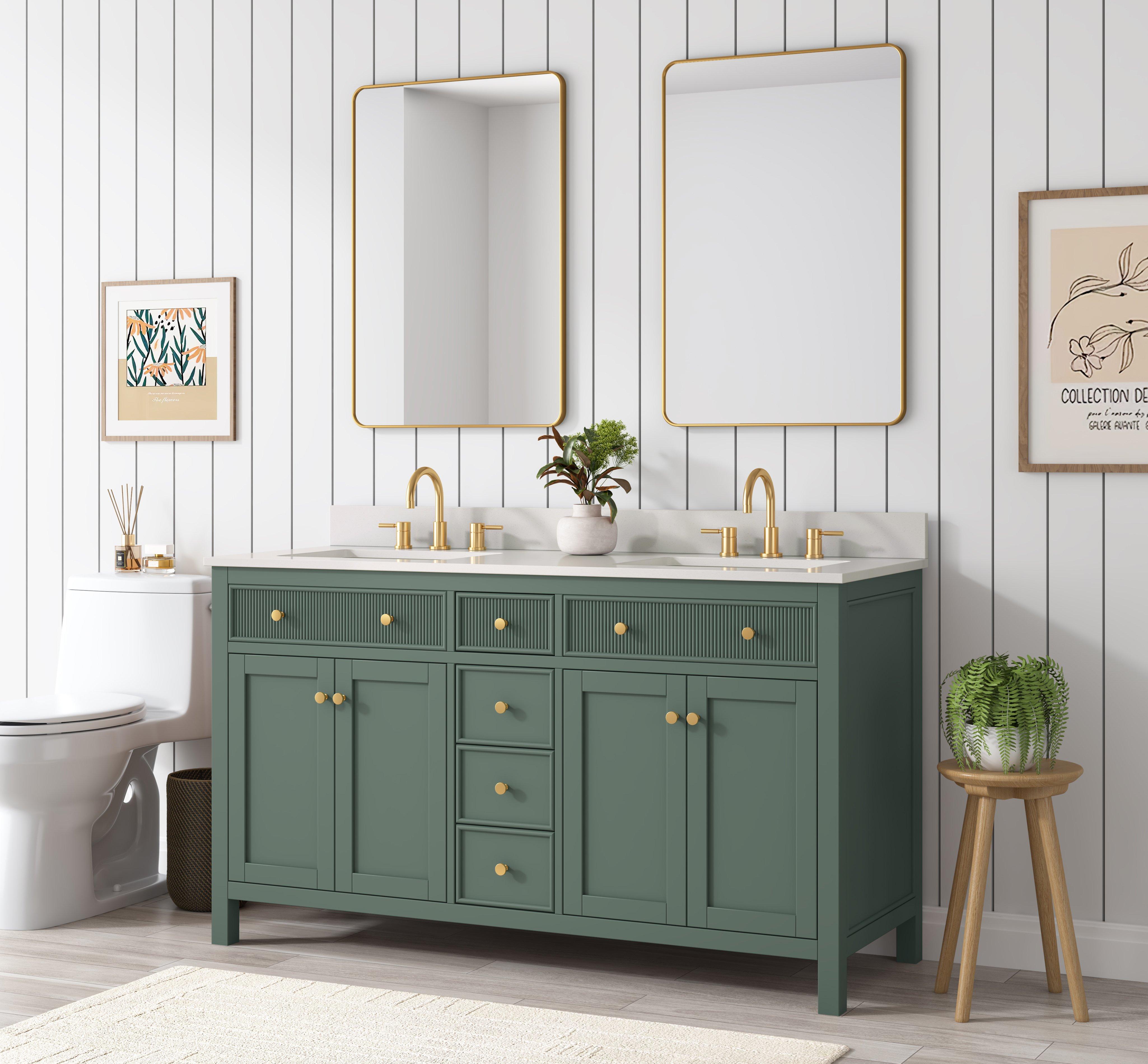 Dylan 61 in. Smoke Green Vanity with Quartz Top