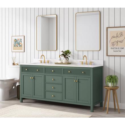 Dylan 73 in. Smoke Green Vanity with Quartz Top Dylan 73 in. Smoke Green Vanity with Quartz Top