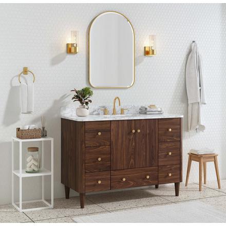 Leyah 49 in. Walnut Finish Vanity with Engineered Stone Top Leyah 49 in. Walnut Finish Vanity with Engineered Stone Top