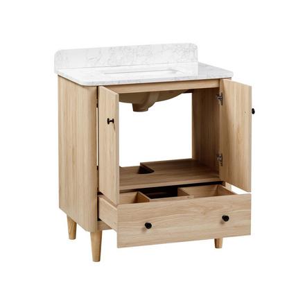 Leyah 31 in. Oak Finish Vanity with Engineered Stone Top Leyah 31in. Single Sink Vanity with Engineered Stone Top
