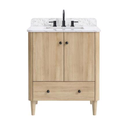Leyah 31 in. Oak Finish Vanity with Engineered Stone Top Leyah 31in. Single Sink Vanity with Engineered Stone Top