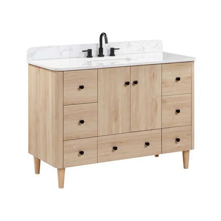 Leyah 49 in. Oak Finish Vanity with Engineered Stone Top Leyah 49 in. Oak Finish Vanity with Engineered Stone Top