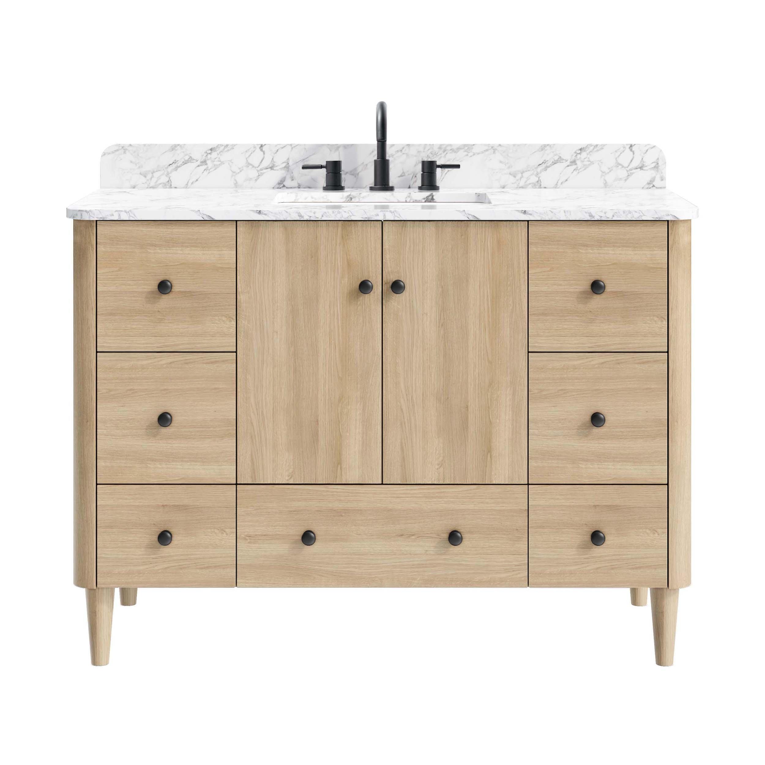 Leyah 49 in. Oak Finish Vanity with Engineered Stone Top